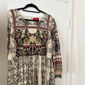 Bhanuni by Jyoti Anthropologie Far Fields Beaded Floral Midi Dress Size 16